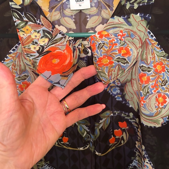 CAbi Black Blouse with Orange & Yellow Floral Print - Picture 5 of 6